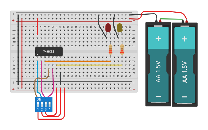 Circuit design Codificador 4:2 - Tinkercad