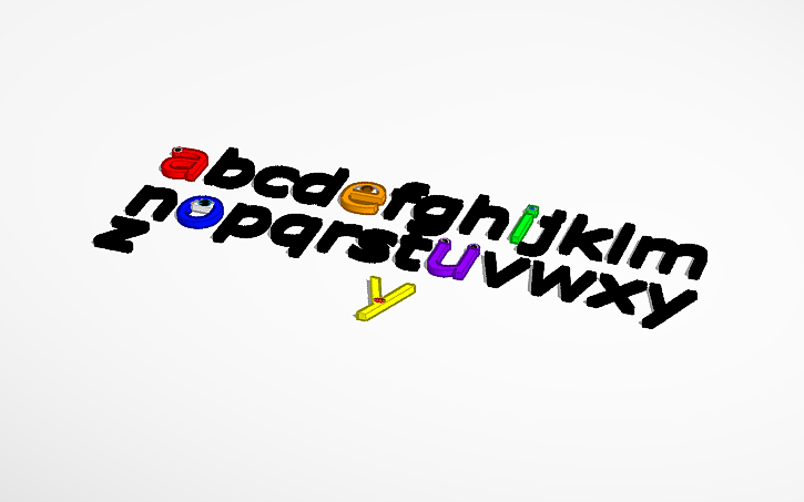 3D design all lowercase letters - Tinkercad