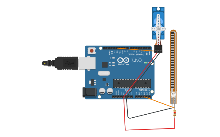 Circuit design Flex sensor project - Tinkercad