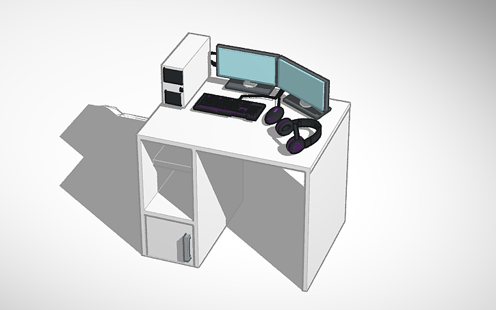 3D design Desk with computer - Tinkercad