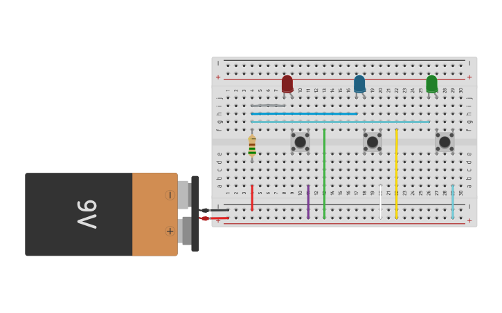 Circuit design MULTIPLE SWITCH and LED in a PARALLEL CIRCUIt - Tinkercad