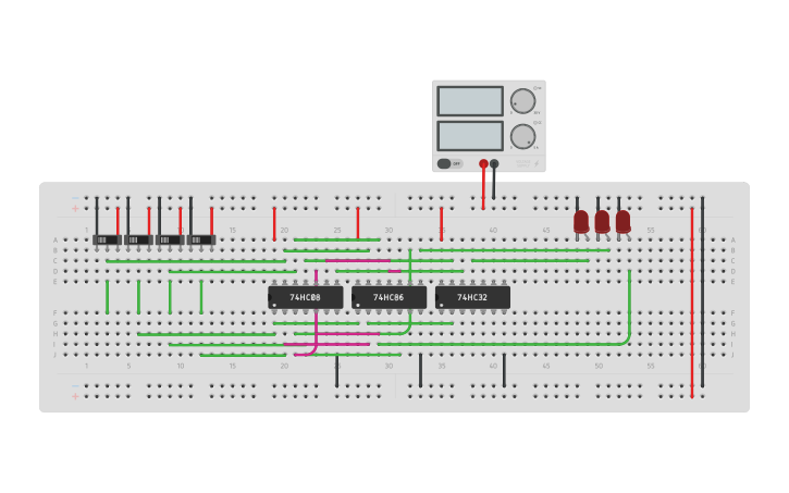 Circuit design 2-Bit Adder - Tinkercad
