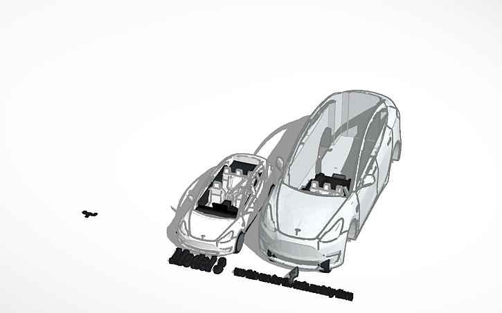3D design Tesla Model 3 and Model Y - Tinkercad
