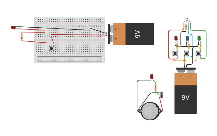 Circuit design Push Button LED - Tinkercad