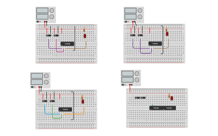 Circuit design NAND - NOR - XOR - XNOR - Tinkercad
