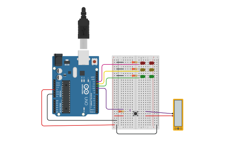 Circuit design Traffic Light with Arduino - Tinkercad