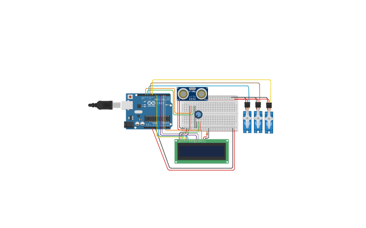 Circuit design Ej. Sensor Ultrasonico - Tinkercad