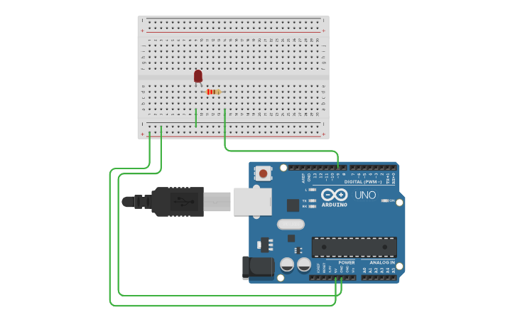 Circuit design blinking of LED - Tinkercad