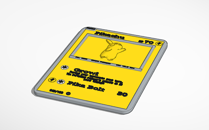 3D design 3d Pikachu Pokemon Card - Tinkercad