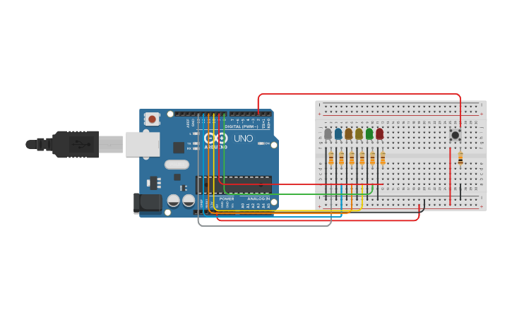 Circuit design Ruleta LED - Tinkercad