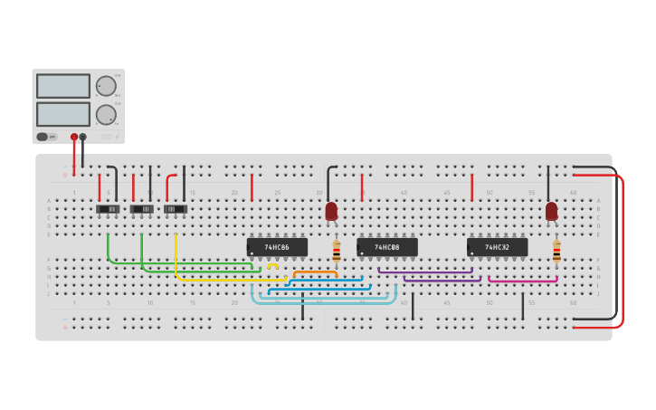 Circuit design Full Adder using Logic gates - Tinkercad