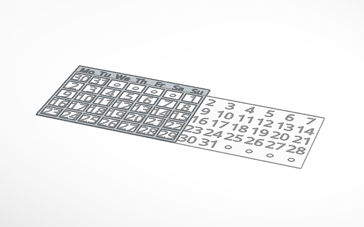 3D design Perpetual Calendar - Tinkercad