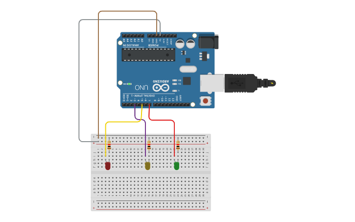 Circuit design Semaforo arduino - Tinkercad