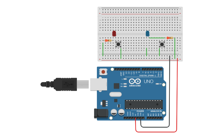 Circuit design pull up and pull down - Tinkercad