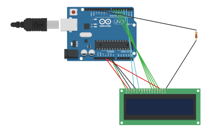 Circuit design LCD Display - Tinkercad