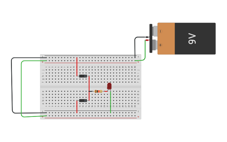 Circuit design OR GATE using DRL 406 - Tinkercad
