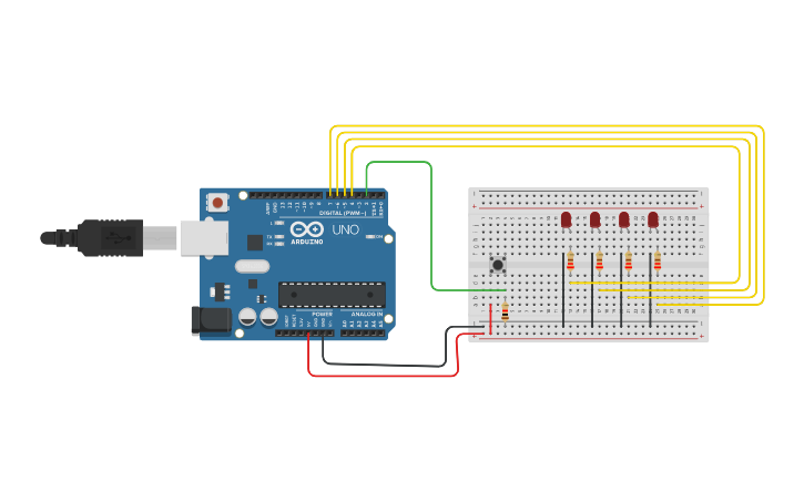 Circuit design Secuencia de leds 2 - Tinkercad