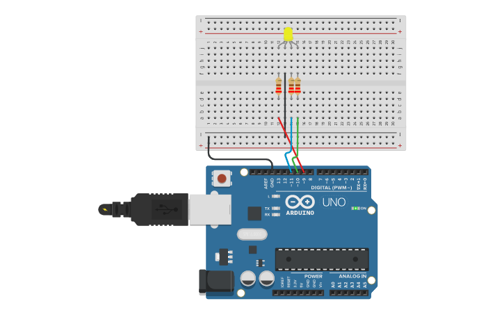 Circuit design Arduino + RGB - Tinkercad