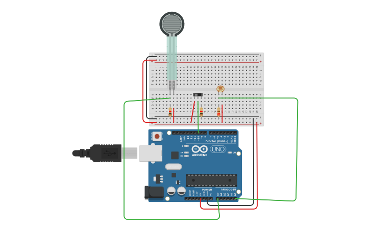 Circuit design Lichtmonitor + FSR + knop if +switch+functiemap - Tinkercad
