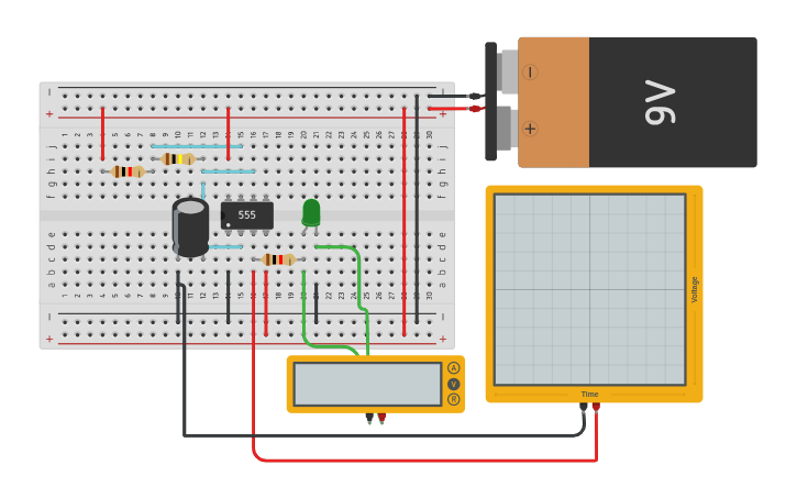 Circuit design Astable 555 timer - Tinkercad