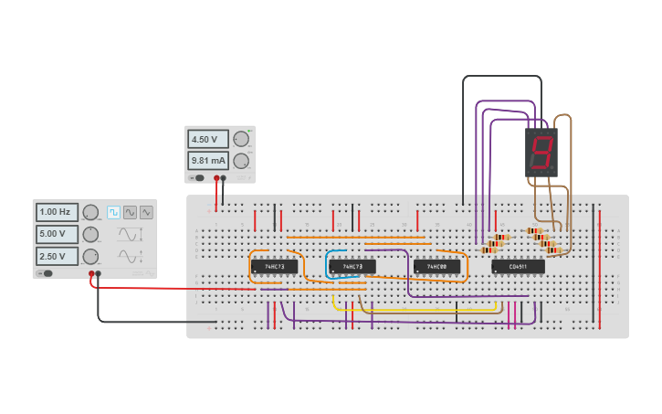 Circuit design decade counter - Tinkercad