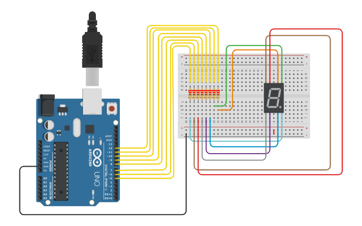 Circuit design Seven Segment LED - Tinkercad