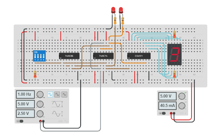 Circuit design Up/Down Counter - Tinkercad