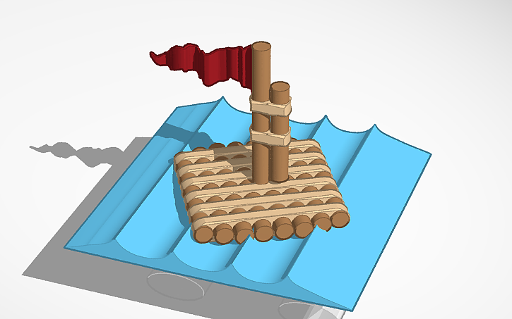 Broken Raft Model 3D design Poorly built raft (Simlab) - Tinkercad