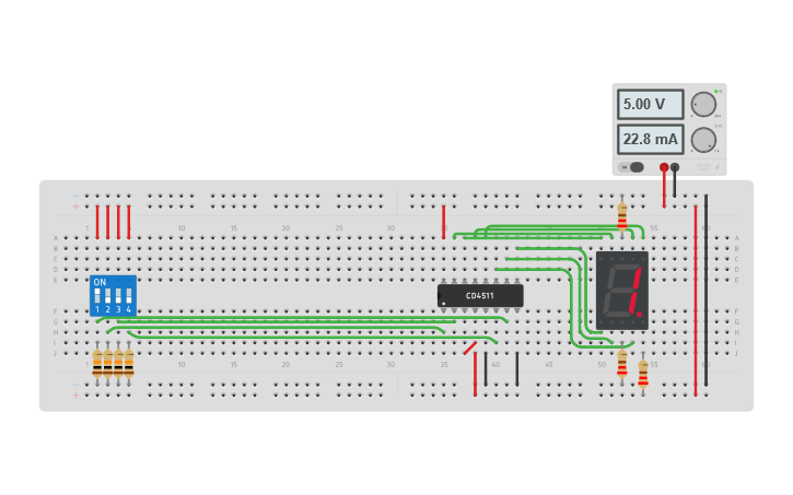 Circuit design Display de 7 Segmentos - Tinkercad