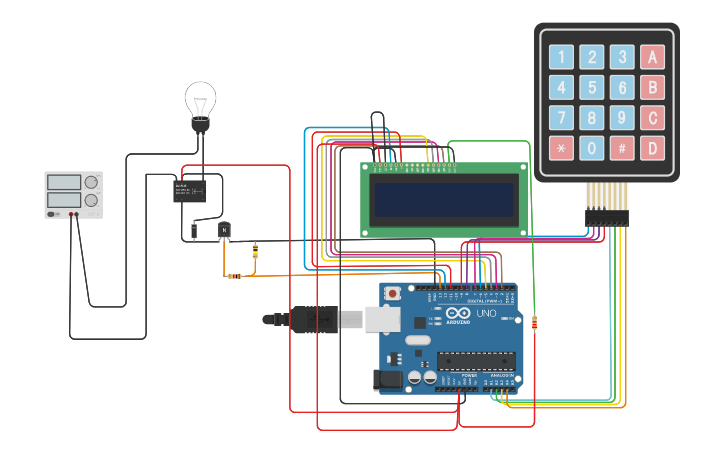 Circuit design Arduino Password Access Control Circuit With LCD - Tinkercad