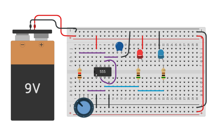 Circuit design police lights - Tinkercad