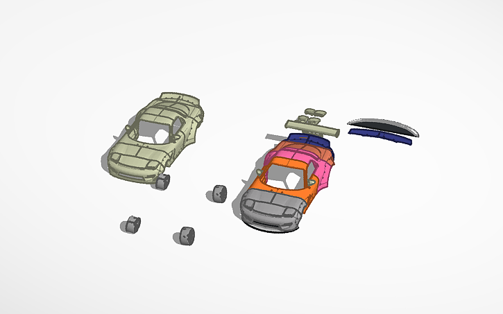 3D design rx7 FD + some rx7 FD hot wheel parts and Miata parts - Tinkercad