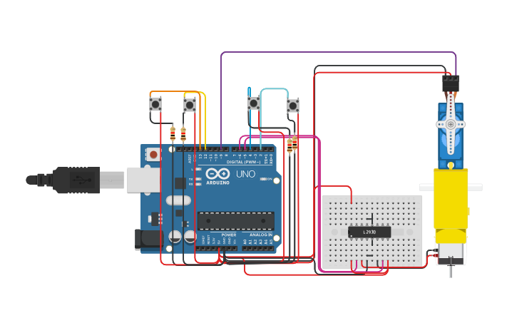 Circuit design Botones Parcial 3 - Tinkercad