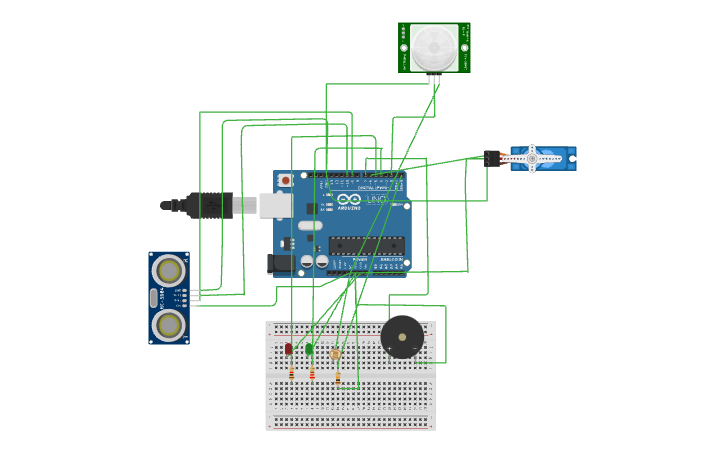 Circuit design Smart Parking Gate System using Arduino - Tinkercad