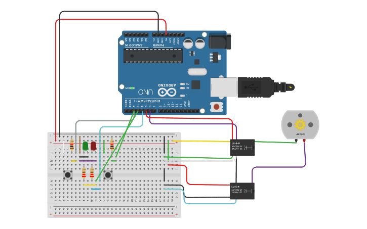 Tk Arduino Circuit design Inversión giro motor VCD TK Arduino - Tinkercad
