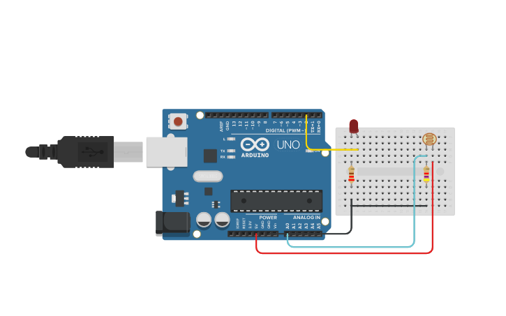 Circuit design LDR con arduino - Tinkercad