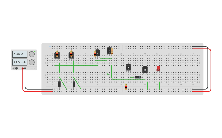 Circuit design TTL Nor Gate - Tinkercad