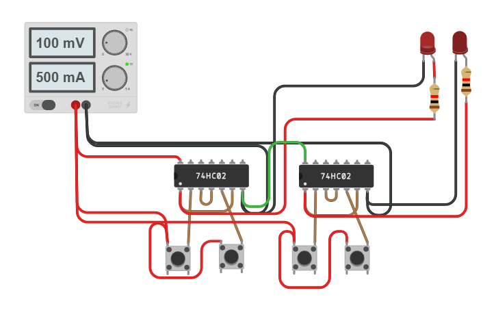 Circuit design Memoria 2Bit - Tinkercad