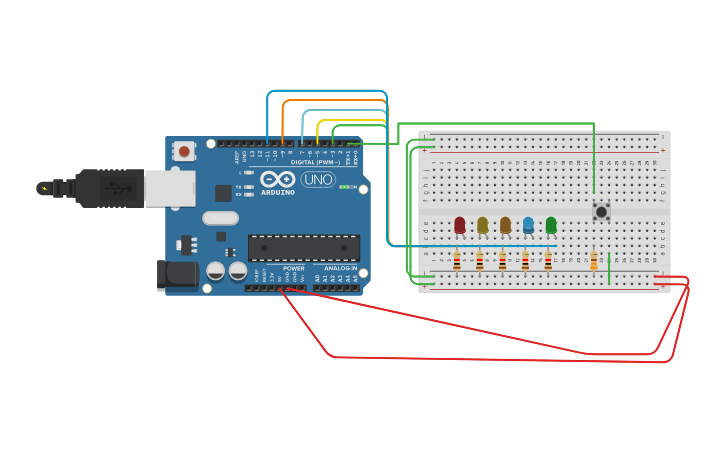 Circuit design Blinking lights - Tinkercad