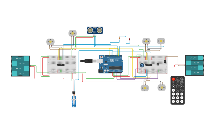 Circuit design Snow Blaster Robot Code - Tinkercad
