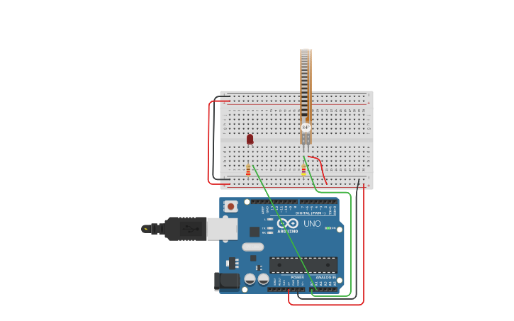 Circuit design Flax sensor - Tinkercad