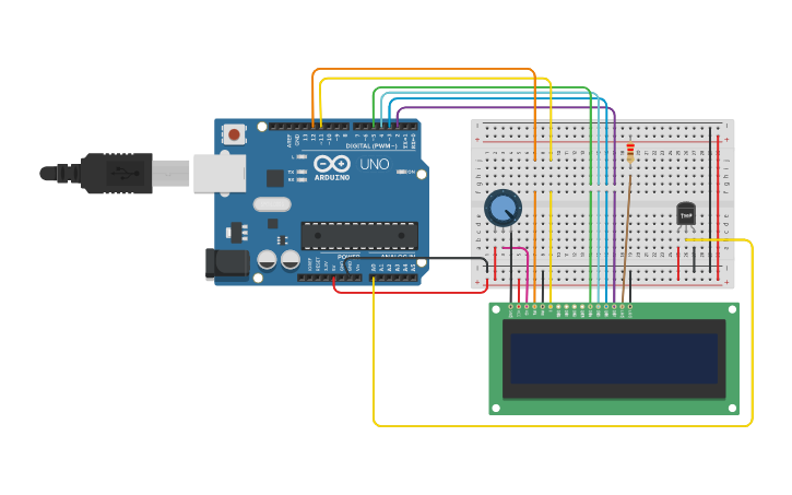 Circuit design Temperatura com Display 16X2 - Tinkercad