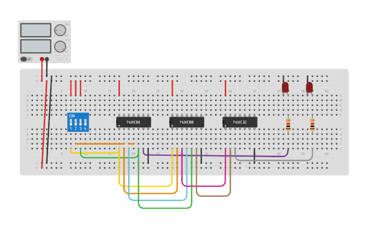 Circuit design Full Adder - Tinkercad