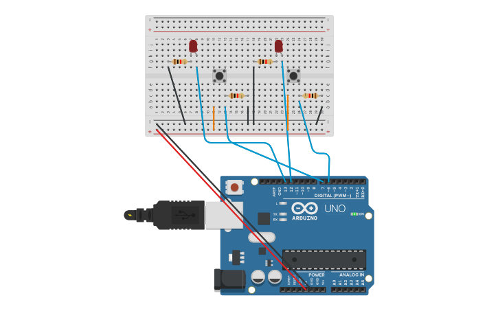 Circuit design led con pulsador - Tinkercad