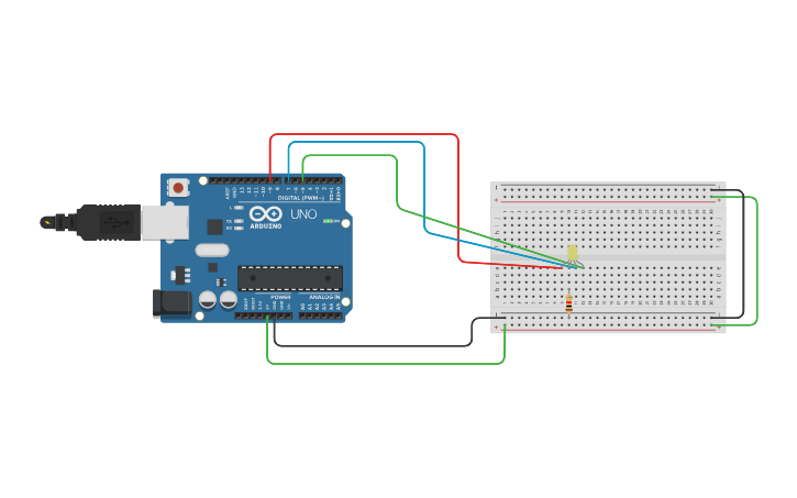 Circuit design RGB LED - Tinkercad