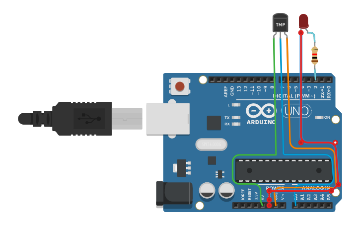 Circuit design temperature sensor project - Tinkercad