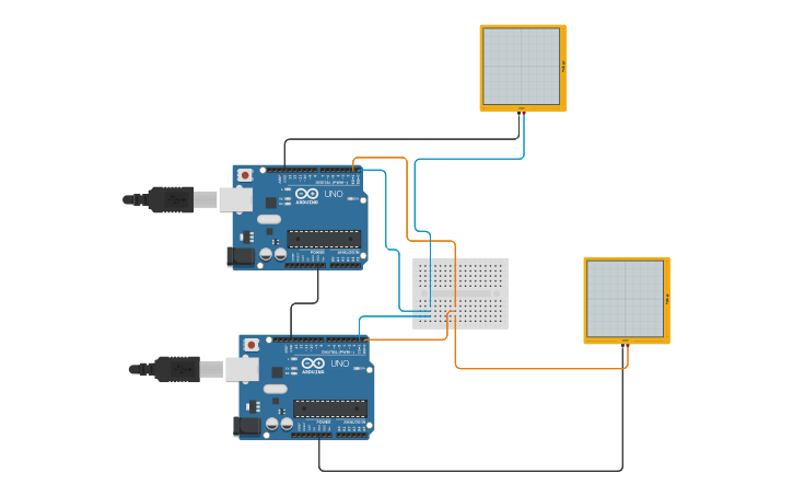 Circuit design Serial Communication with Arduinos - Tinkercad