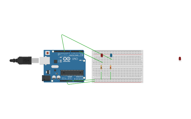 Circuit design 2 leds - Tinkercad