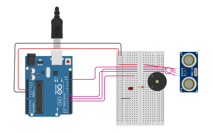 Circuit design DISTANCE SENSOR - Tinkercad