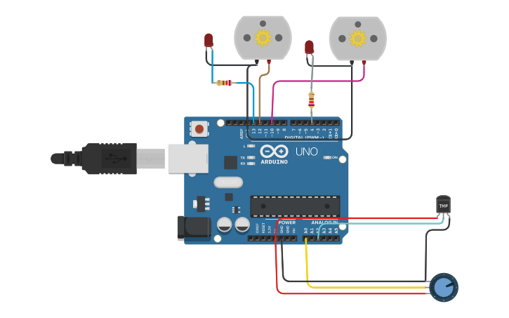 Circuit design huerta inteligente Arduino - Tinkercad